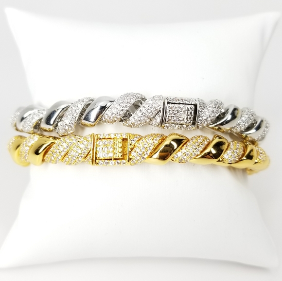 NWT 18K Gold Rope Chain Micro Pave CZ Bracelet - Picture 2 of 14